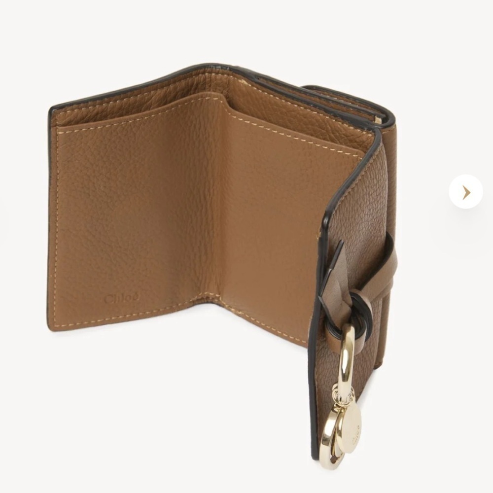 NWT CHLOE Alphabet Tri-fold Mini Wallet in Grained Leather - Cement Brown - Picture 3 of 3
